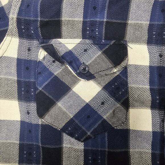 Frye Flannel Shirt Mens XL Blue Plaid Western Workwear Outdoors Preppy Work - Picture 6 of 12